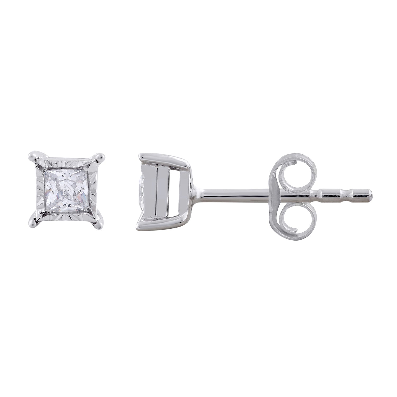 Princess Cut Studs Made In 14K White Gold