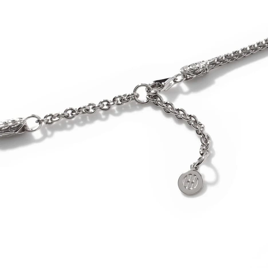 John Hardy Carved Chain Necklace, Silver, Diamonds