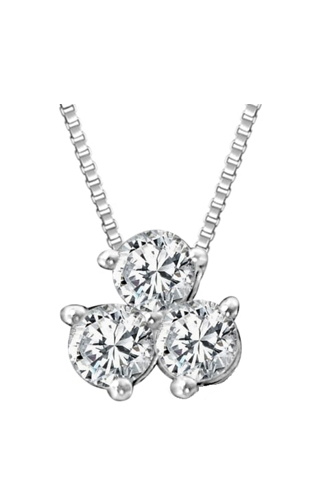 Three Stone Pendant Made In 14K White Gold