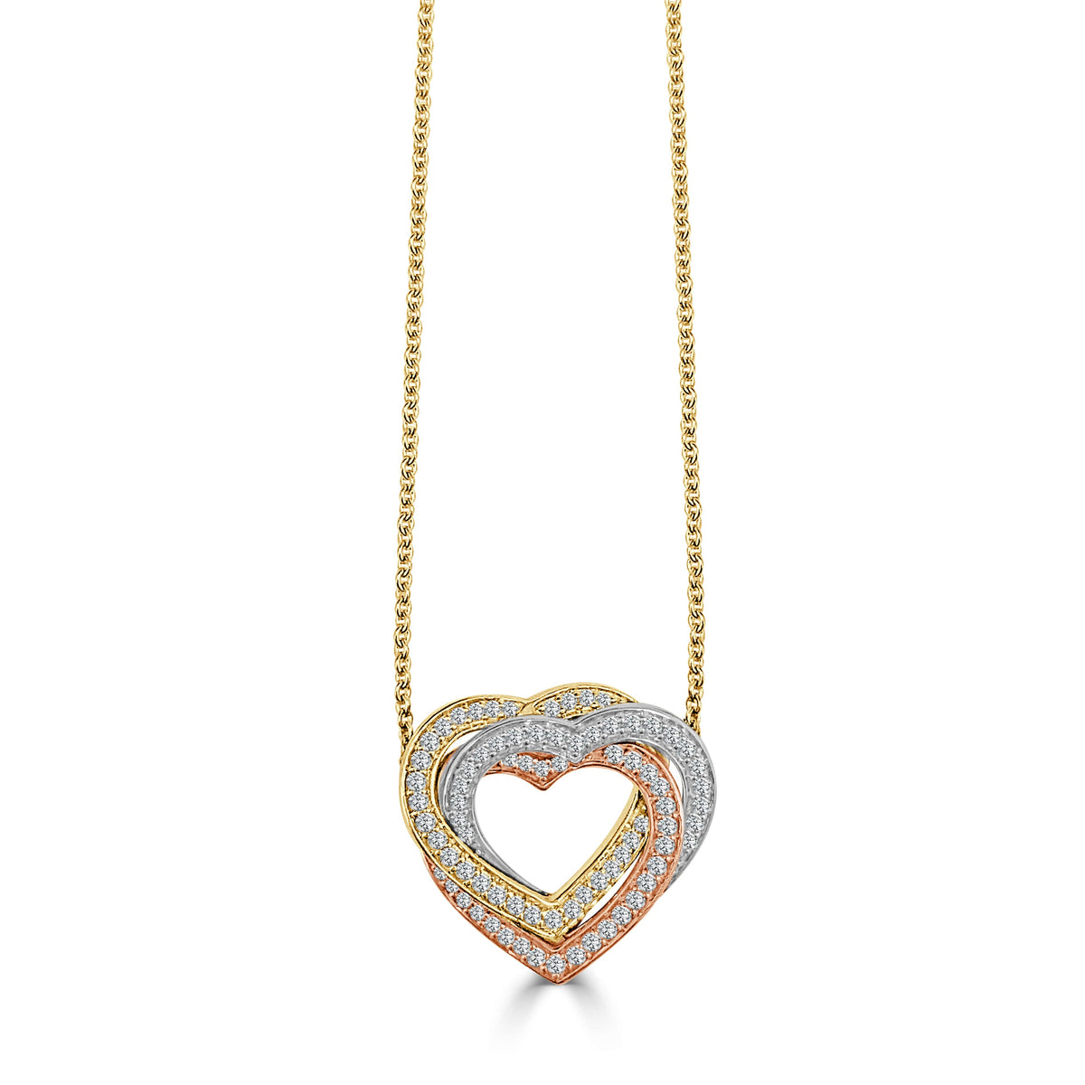 Tri-Color Heart Pendant Made In 14K