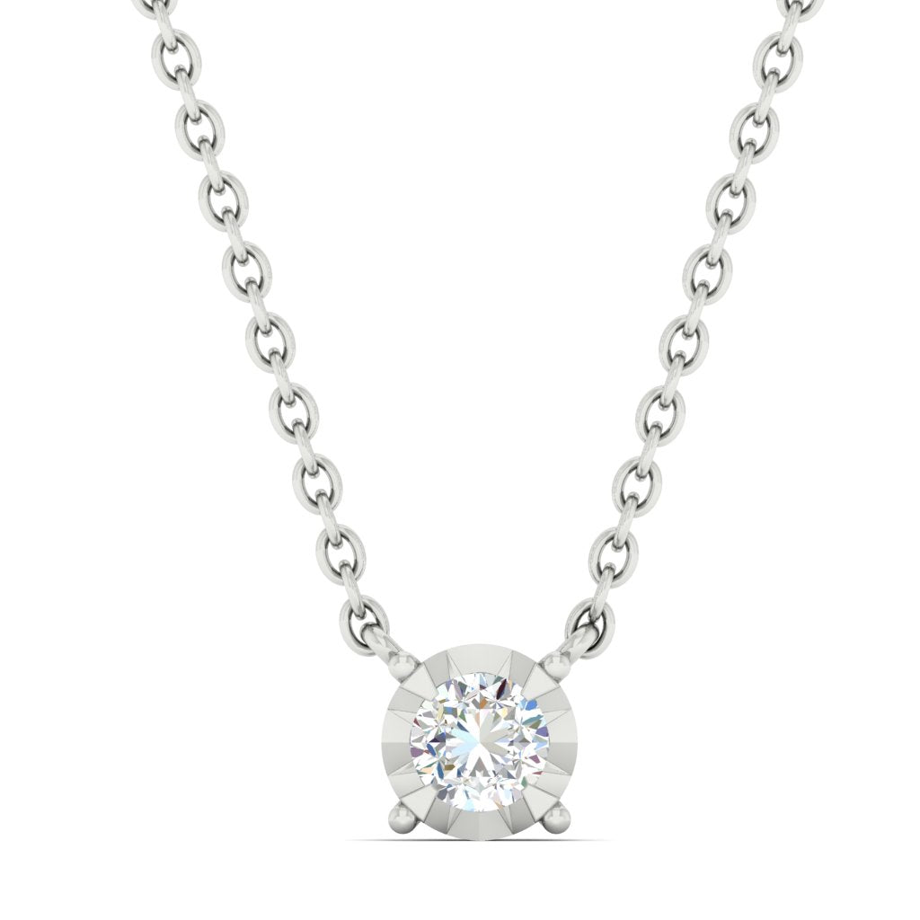 Solitaire Pendant Made In 14K White Gold