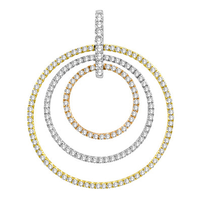 Tri Color Diamond Circle Pendant
