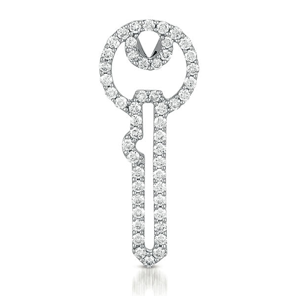 White Gold Key Charm 30mm