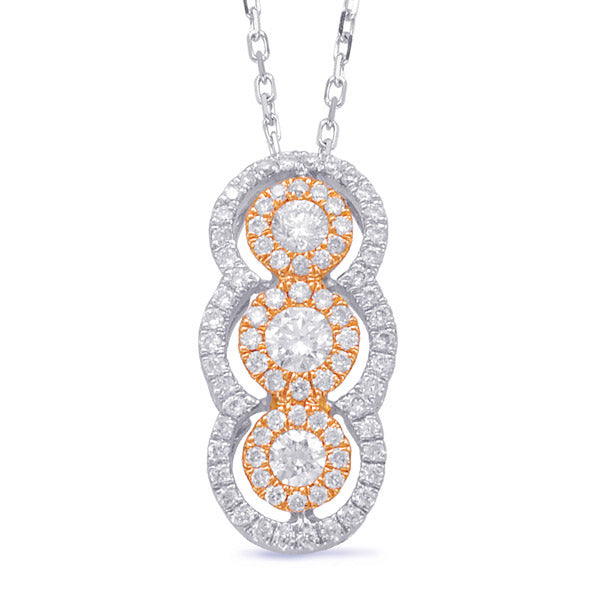 White &amp; Rose Gold Diamond Pendant
