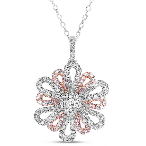 White & Rose Gold Diamond Pendant