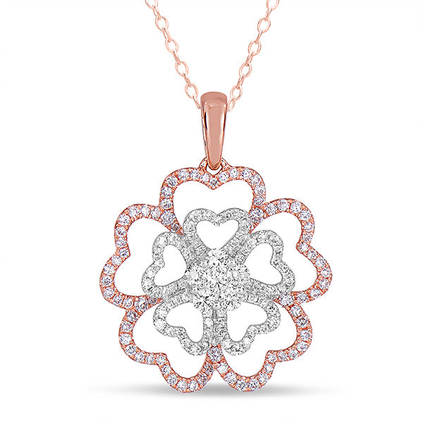 White &amp; Rose Gold Diamond Pendant