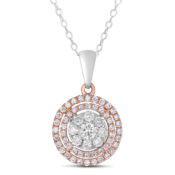 White &amp; Rose Gold Diamond Pendant