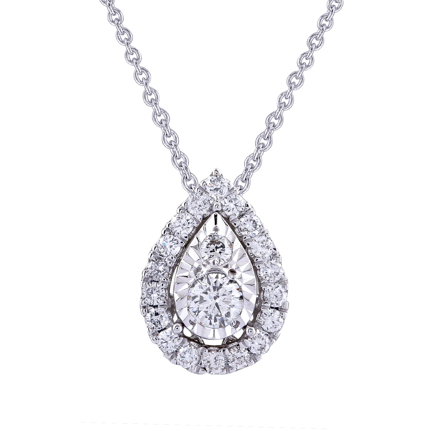 Pear Shape Fancy Pendants Made In 14K White Gold