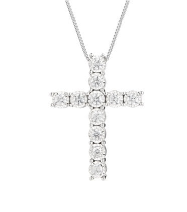 Cross Pendant Made In 14K White Gold
