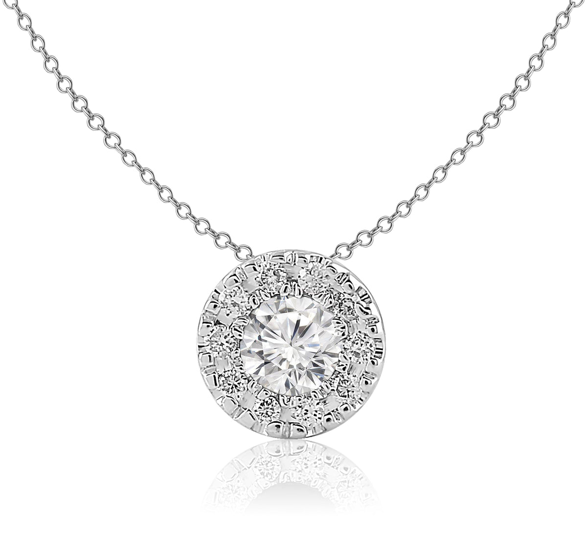 Seamless Halo Pendant Made In 14K White Gold