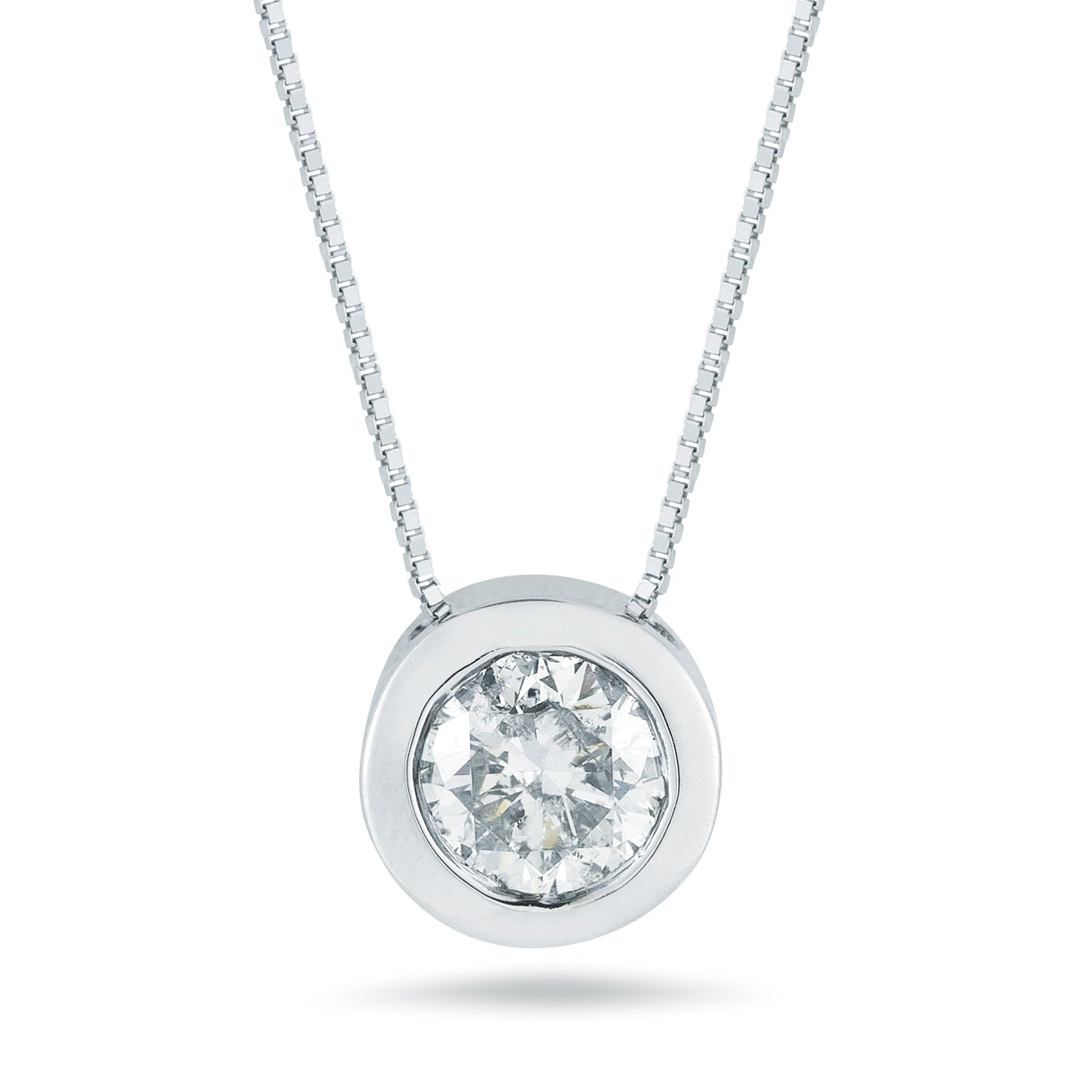 Bezel Set Pendant Made In 14K White Gold