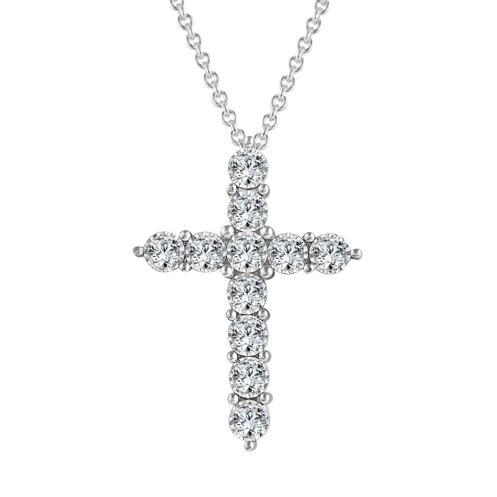 Cross Pendant Made In 14K White Gold