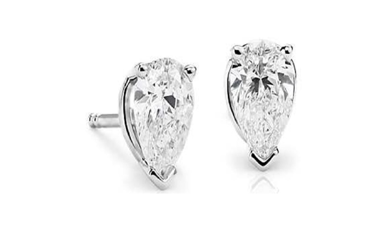 Pear Cut Stud Earring Made In 14K White Gold