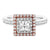 Rose Double Halo Diamond Engagement Ring made in 14k white and Rose gold-Princess