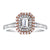 Rose Double Halo Diamond Engagement Ring made in 14k white and Rose gold-Emerald