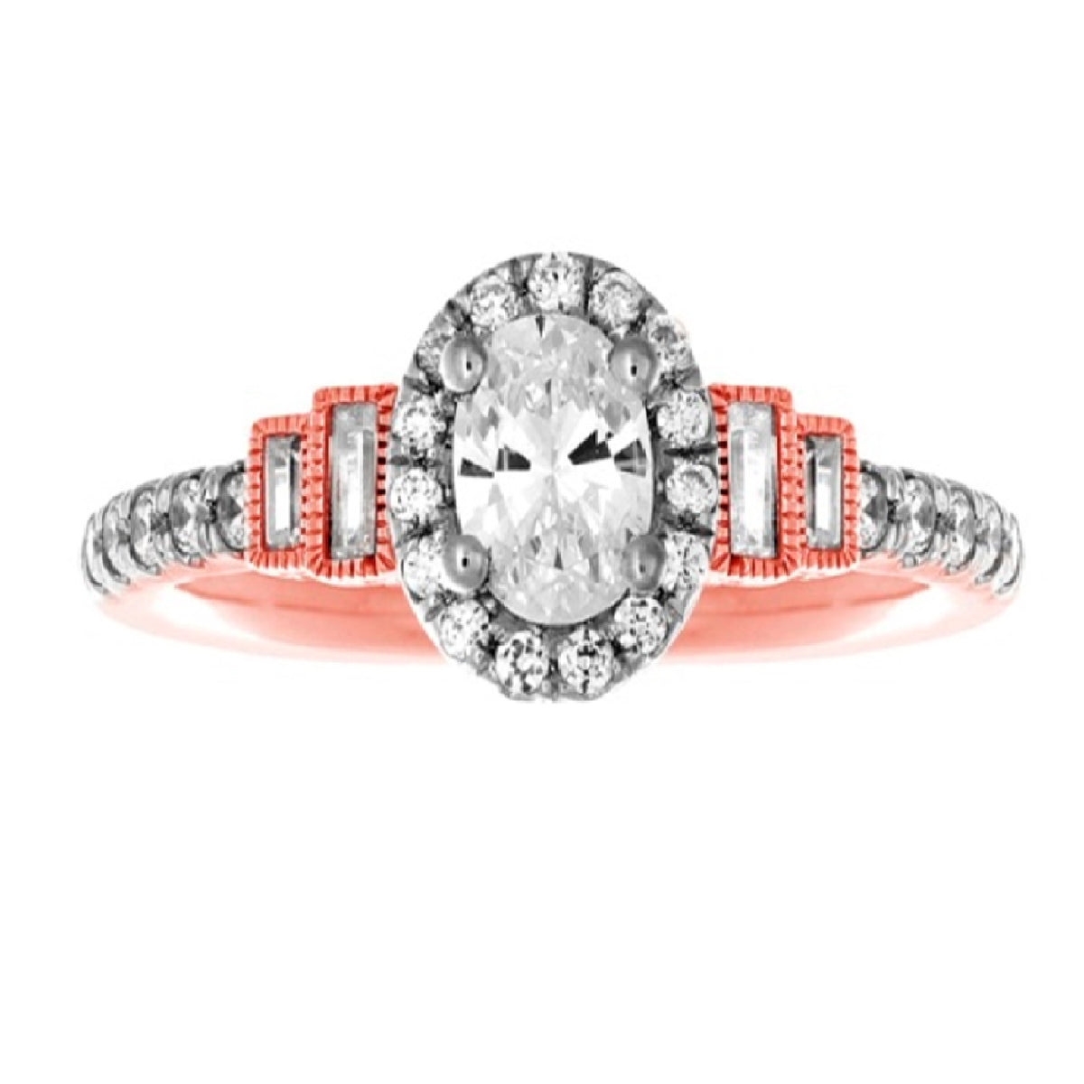 Vintage Diamond Engagement Ring made in 14k Rose gold-Oval