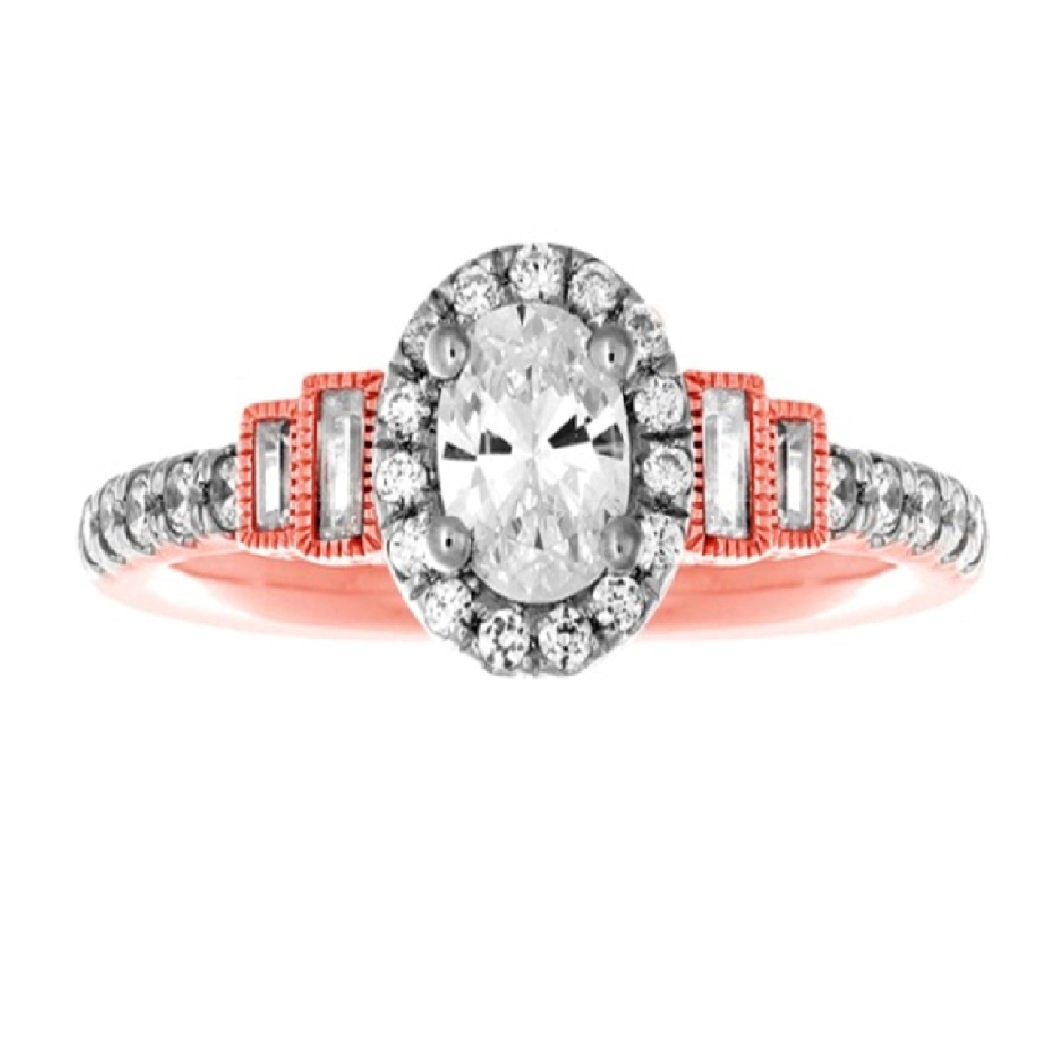 Vintage Diamond Engagement Ring made in 14k Rose gold-Oval