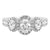 Three Stone Halo Channel Shank Diamond Engagement Ring made in 14k White gold-Oval