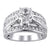 Round and Baguette Diamond Semi Mount Ring made in 14k White gold with Oval Cubic Zirconia Center