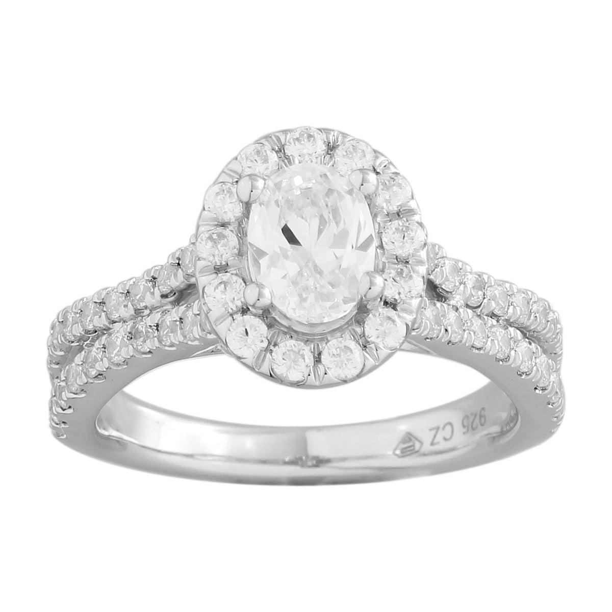 Unity Diamond Engagement Ring made 14k White gold-Oval