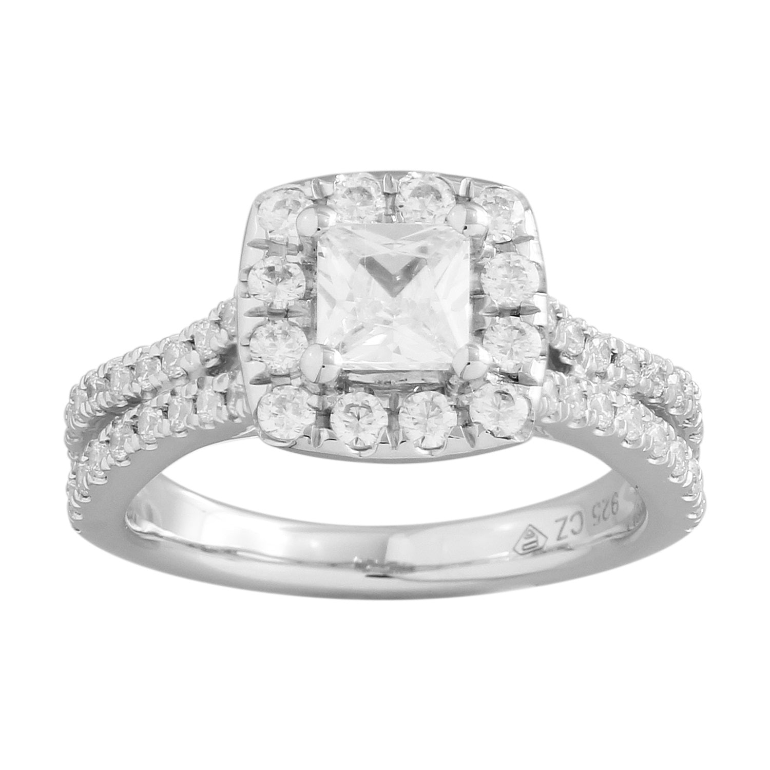 Unity Diamond Engagement Ring made 14k White gold-Princess