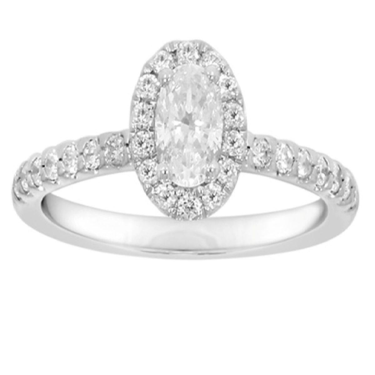 New Halo Bridal Diamond Engagement Ring made in 14k White gold- Oval