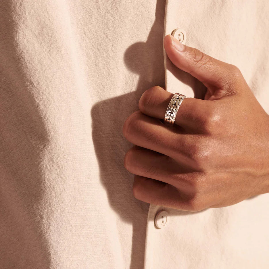 Carved Chain Band Ring, Sterling Silver by John Hardy