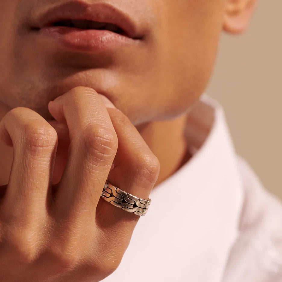 Carved Chain Band Ring, Sterling Silver by John Hardy