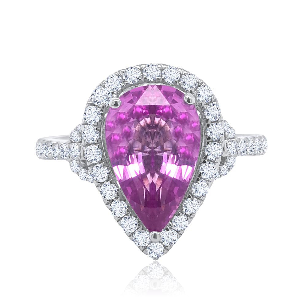 Ceylon Pink Sapphire Ring with CDC Report