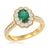 Emerald Scalloped Halo Ring