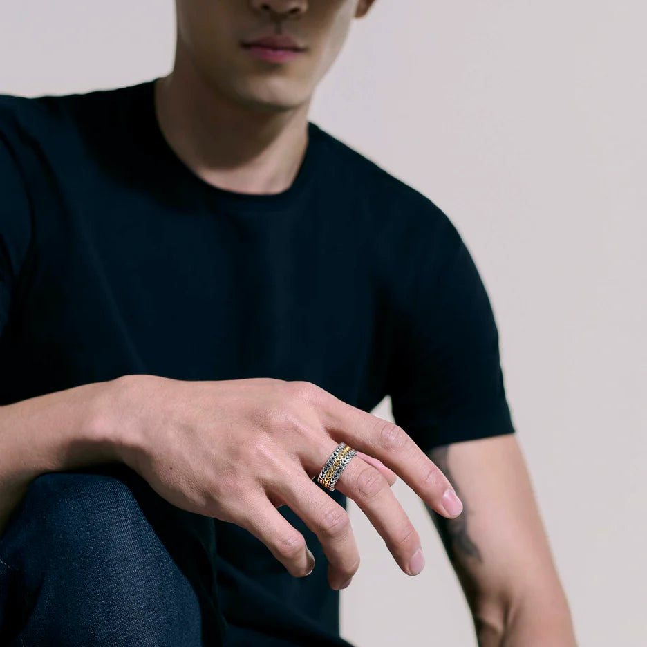 Rata Chain Ring in Silver and Gold by John Hardy