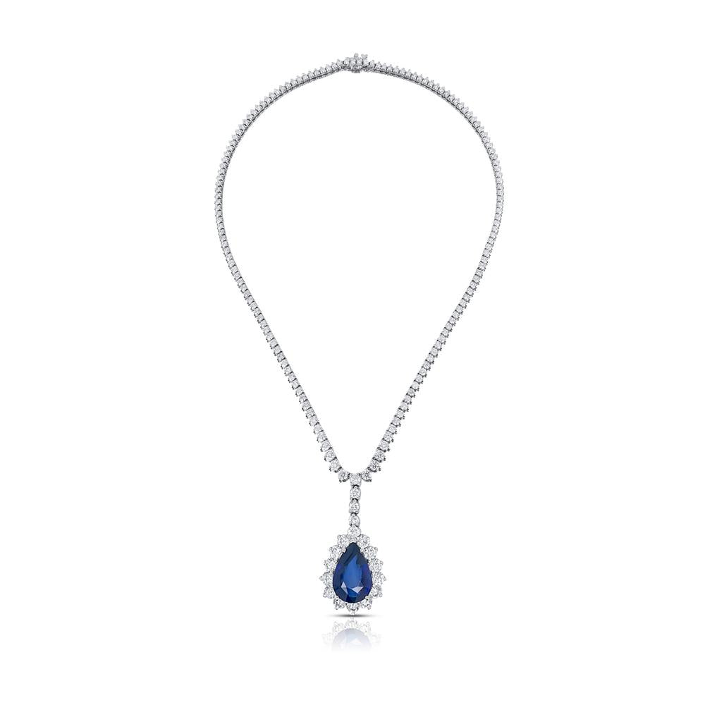 CDC Certified Madagascan Sapphire Drop Necklace