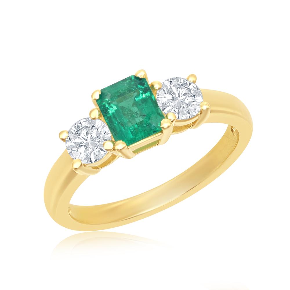 Emerald Three Stone Ring
