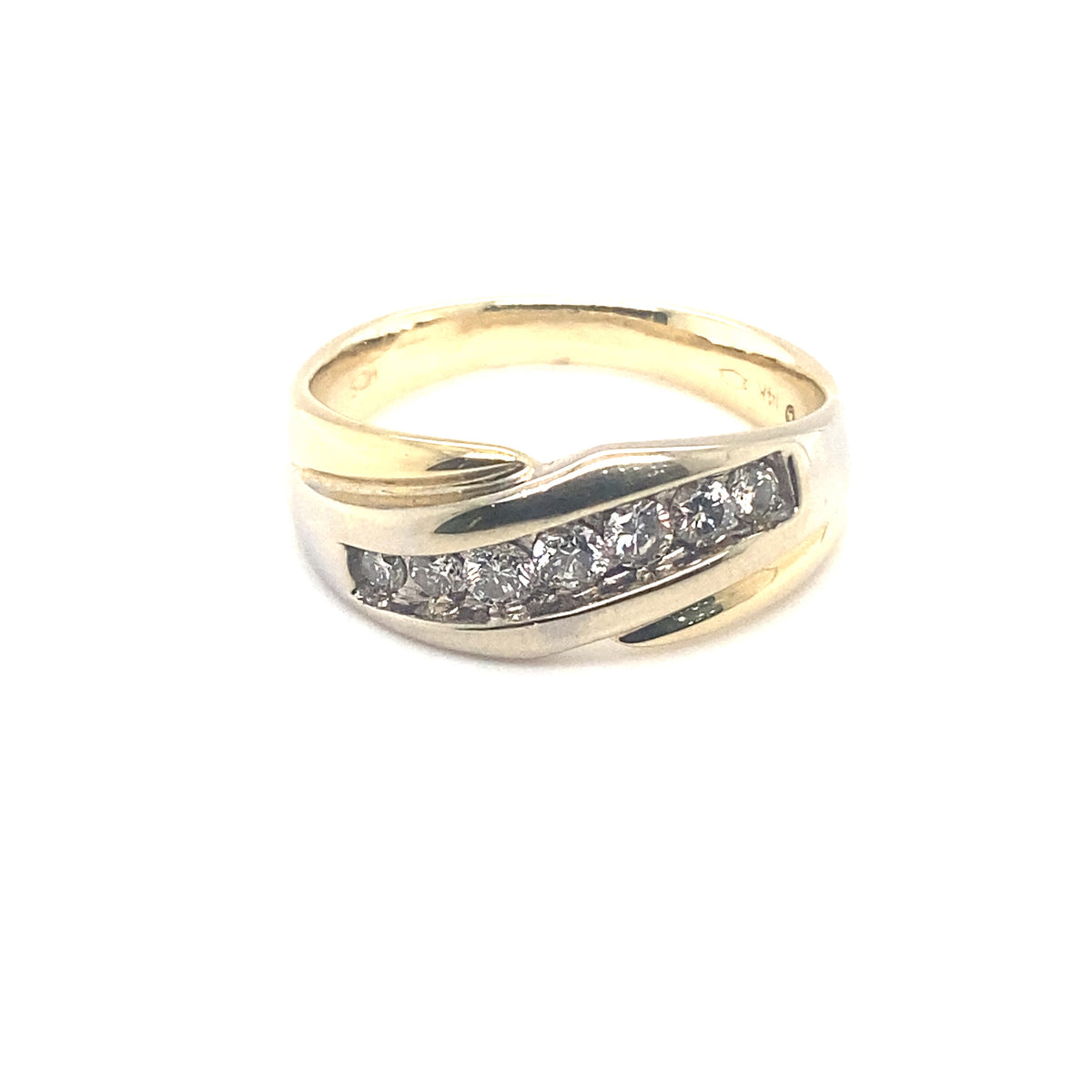 14Kt Two-Tone Men&#39;s Diamond Channel Set Ring