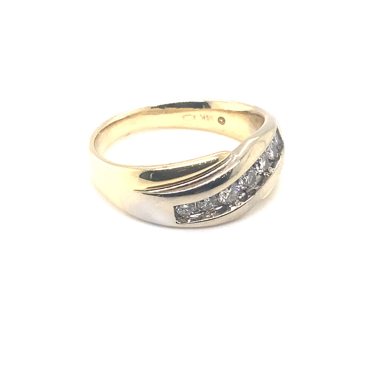 14Kt Two-Tone Men&#39;s Diamond Channel Set Ring