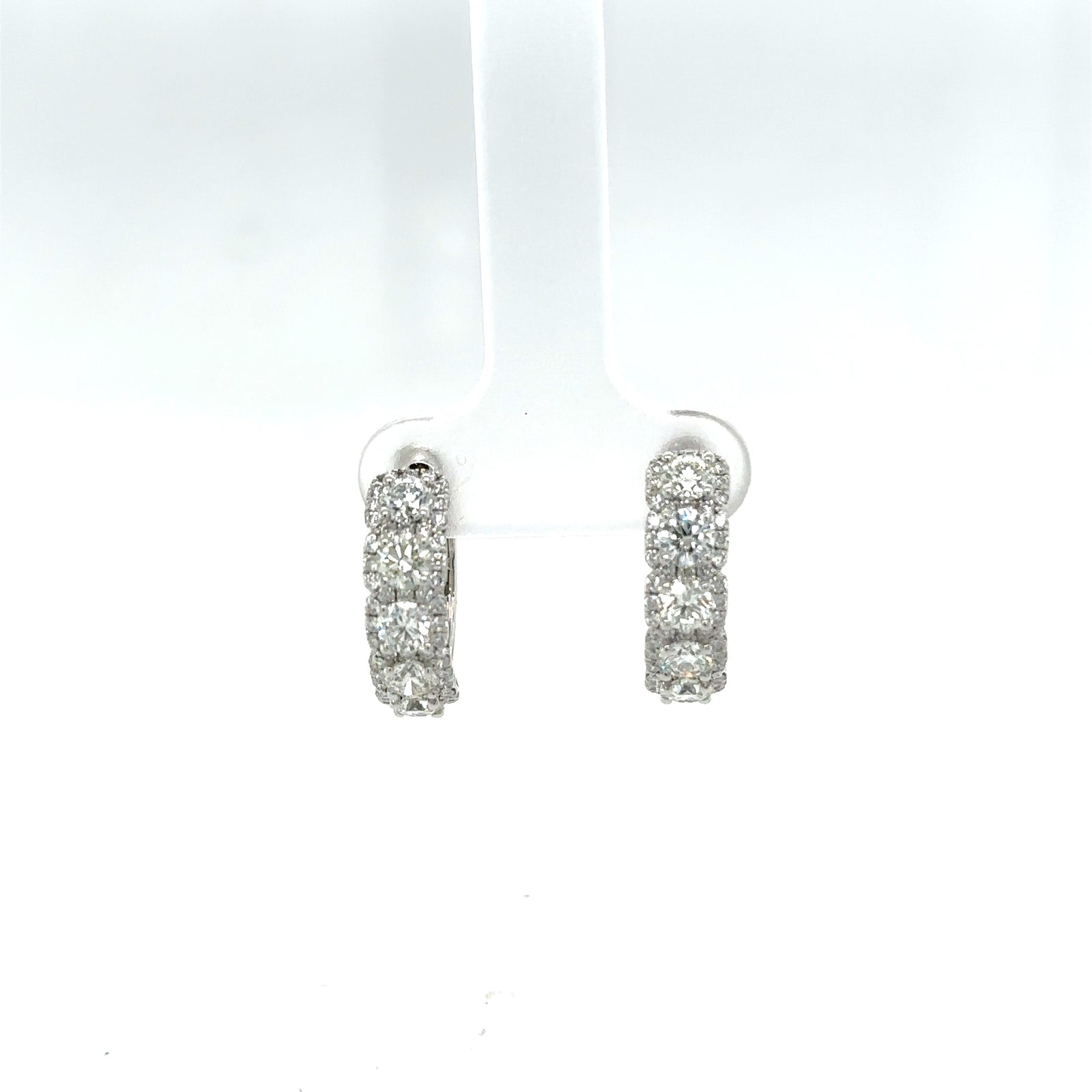Forevermark Diamond Earring With Diamond Halo In 18K White Gold-D-1.50 D-0.48 H-I VS2-SI1