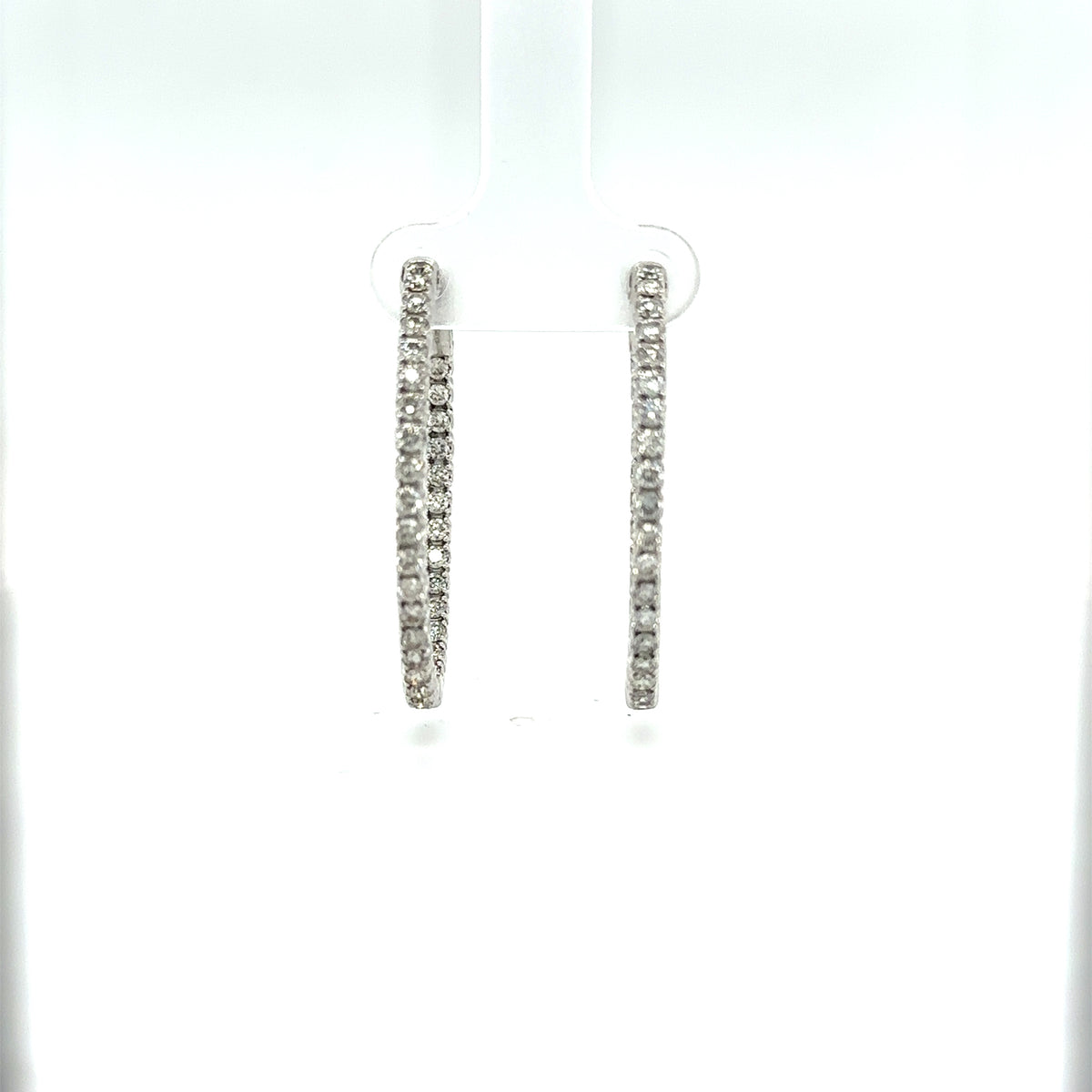 Inside-Out Diamond Hoop Earrings With 2.00 Carat Diamonds In 14K White Gold.
