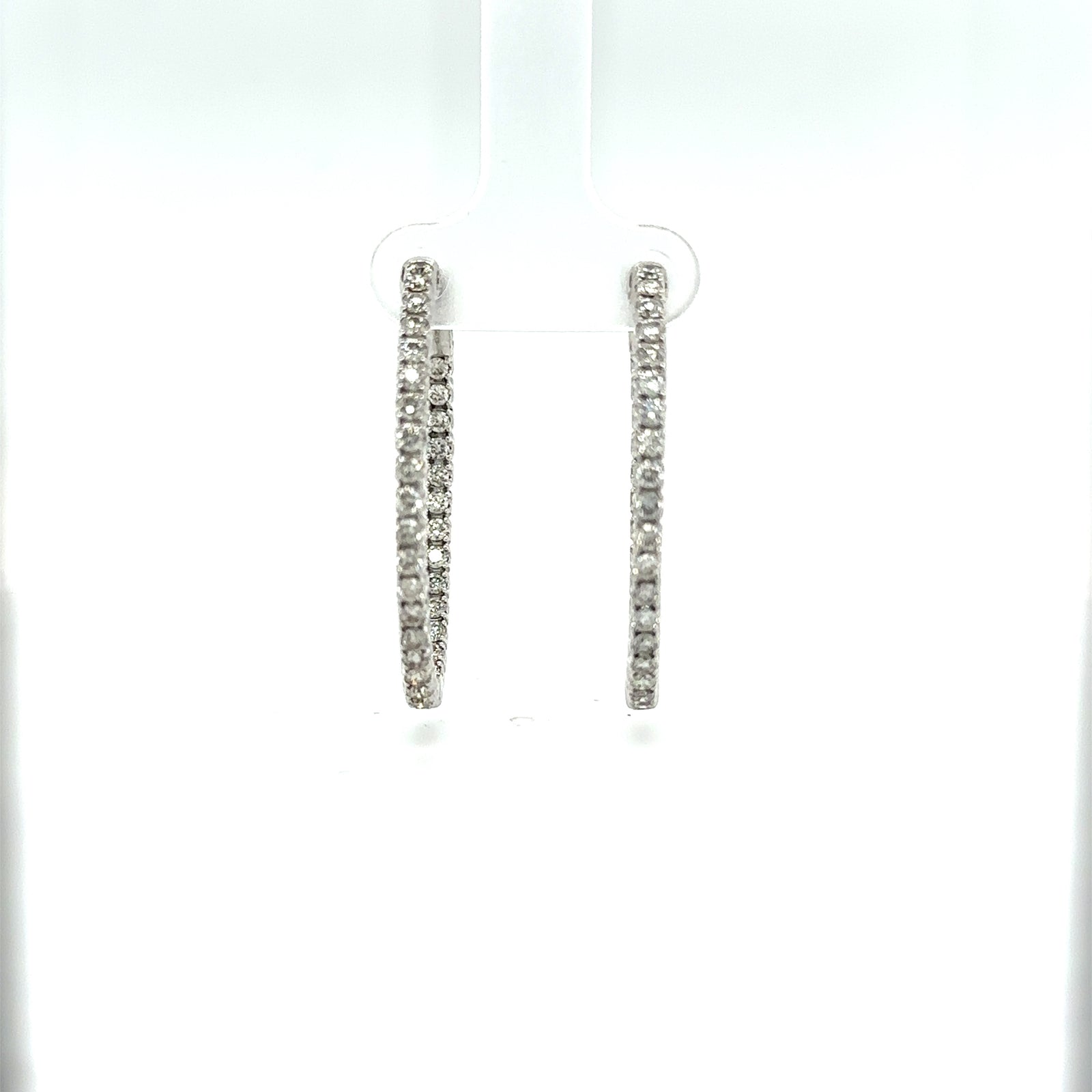Inside-Out Diamond Hoop Earrings With 2.00 Carat Diamonds In 14K White Gold.