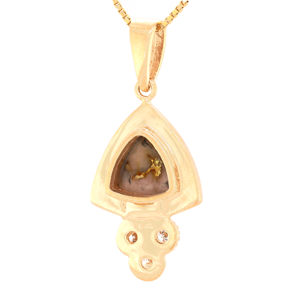 14kt Yellow Gold Natural Gold Quartz And Natural Gold Nuggets Diamond Pendant