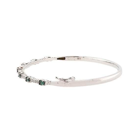 18k White Gold Bangle with .93ct Alexandrite and .33ct diamonds