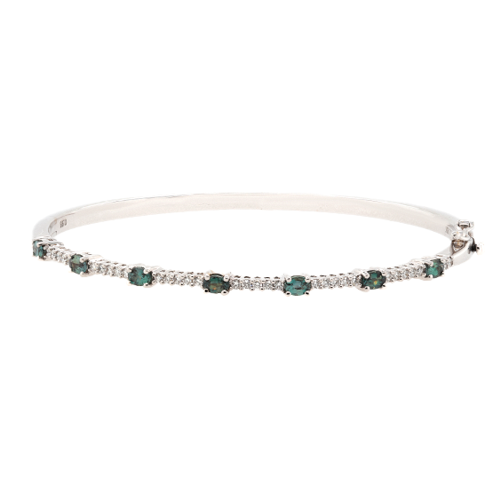 18k White Gold Bangle with .93ct Alexandrite and .33ct diamonds