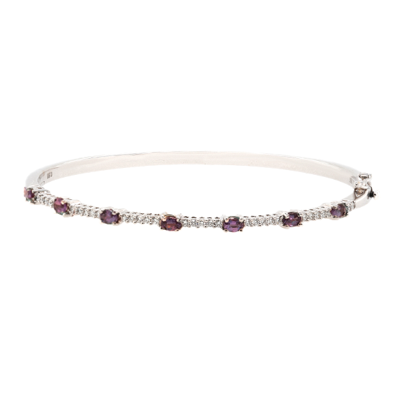 18k White Gold Bangle with .93ct Alexandrite and .33ct diamonds