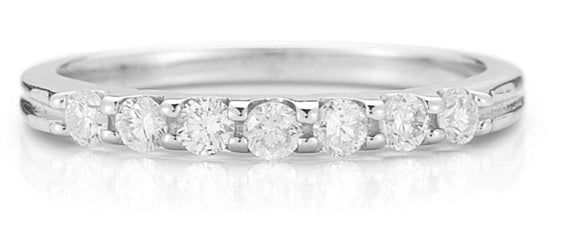 Seven Stone Diamond Band Made In 14K White Gold