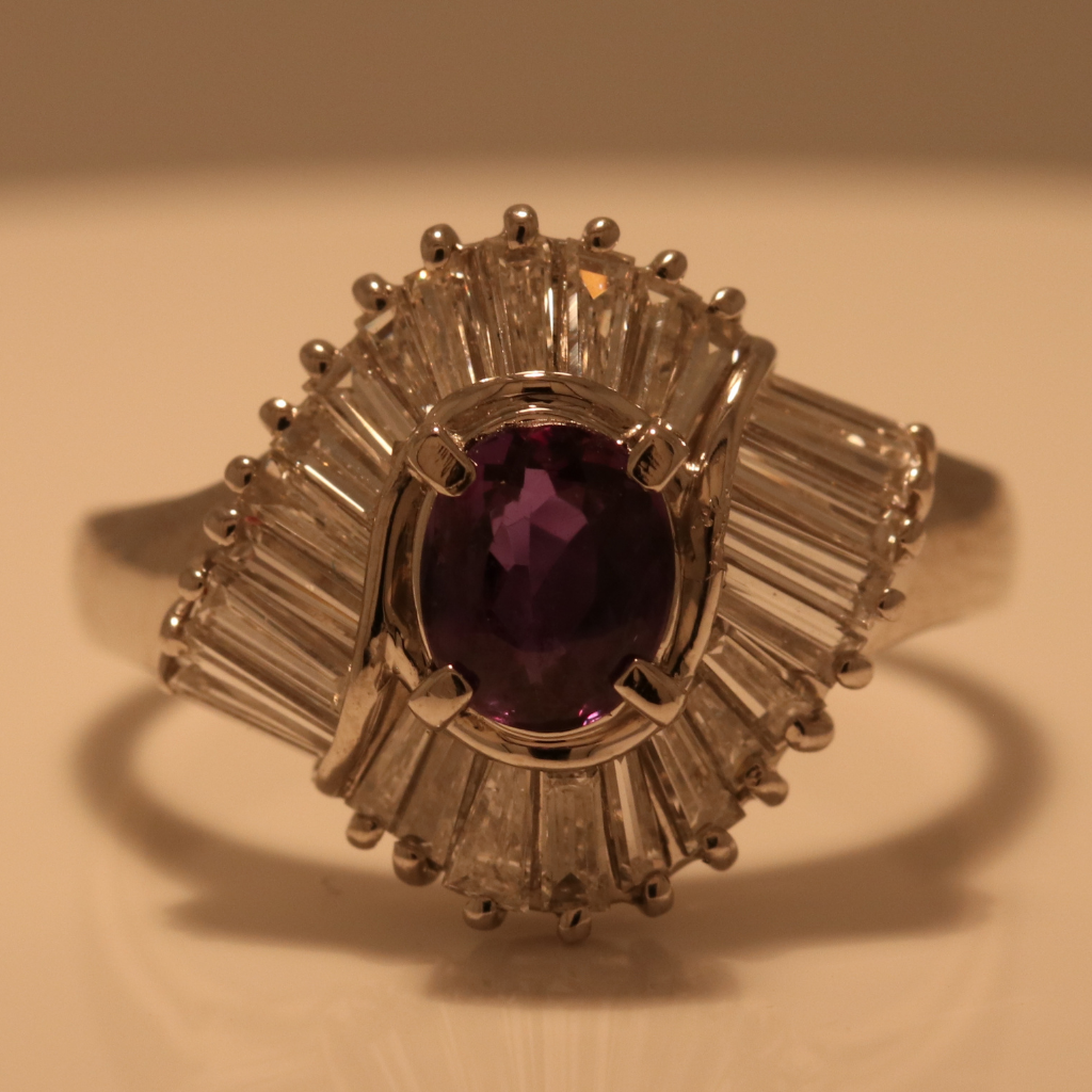 Platinum Ring with .74ct Alexandrite and .95ct diamonds - GIA Certified