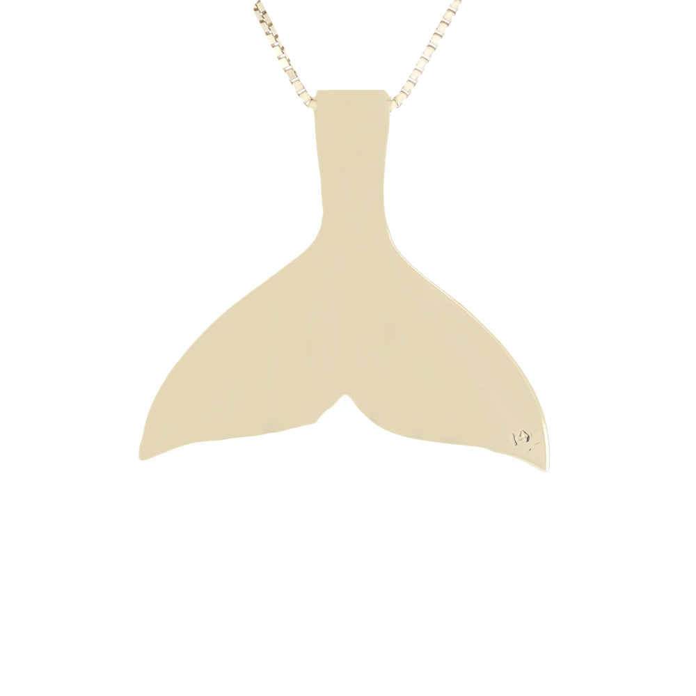14k Yellow Gold Whale Tail Pendant with 7.2ct Green Opal