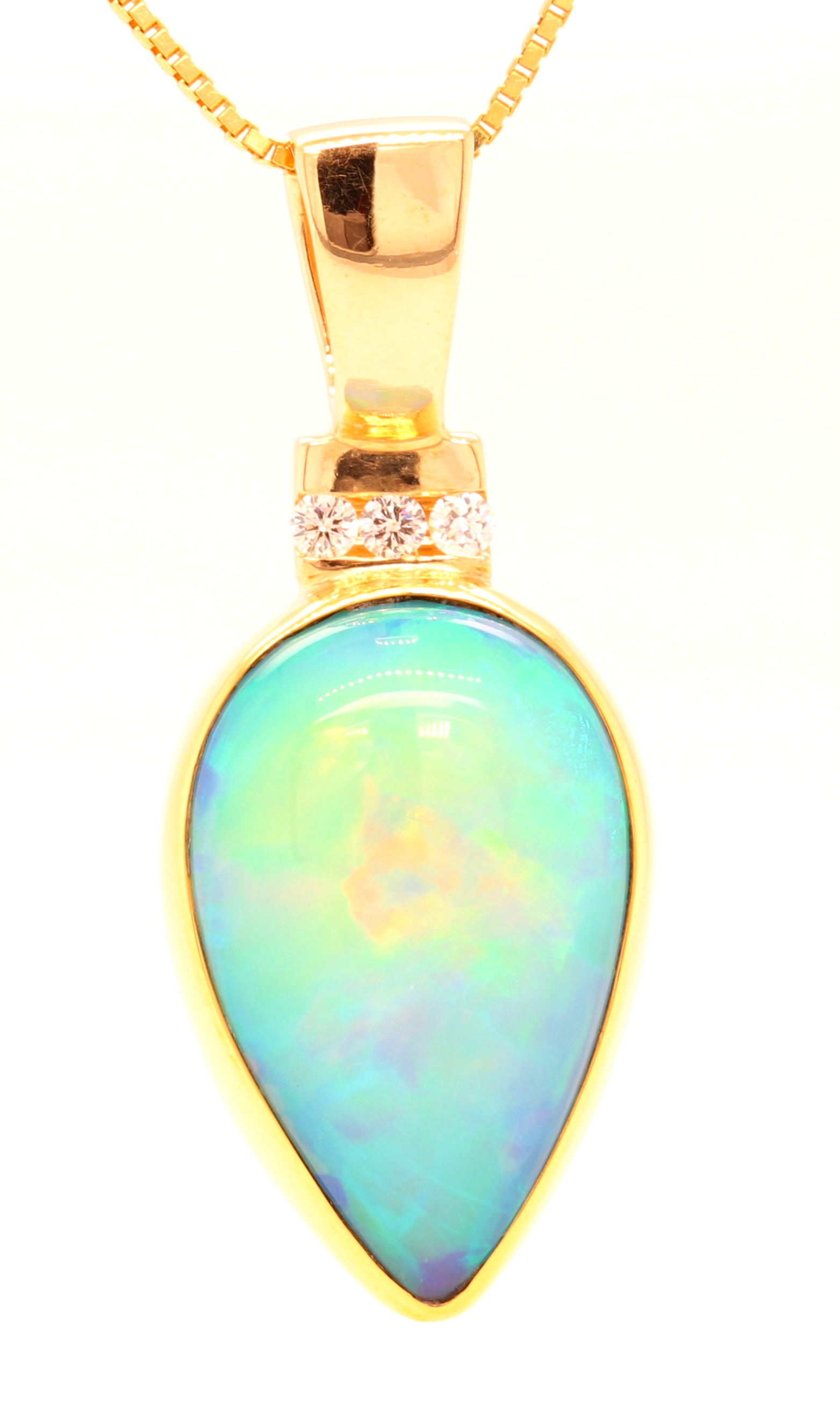 22/14K Opal-6.8Ct &  Diamonds-0.06Ct Pendant