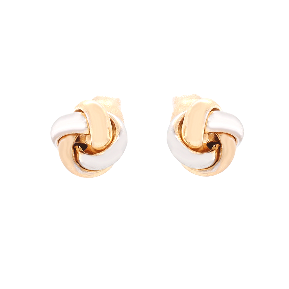 14K Two Tone Gold Knot Stud Earrings 1.08Gr