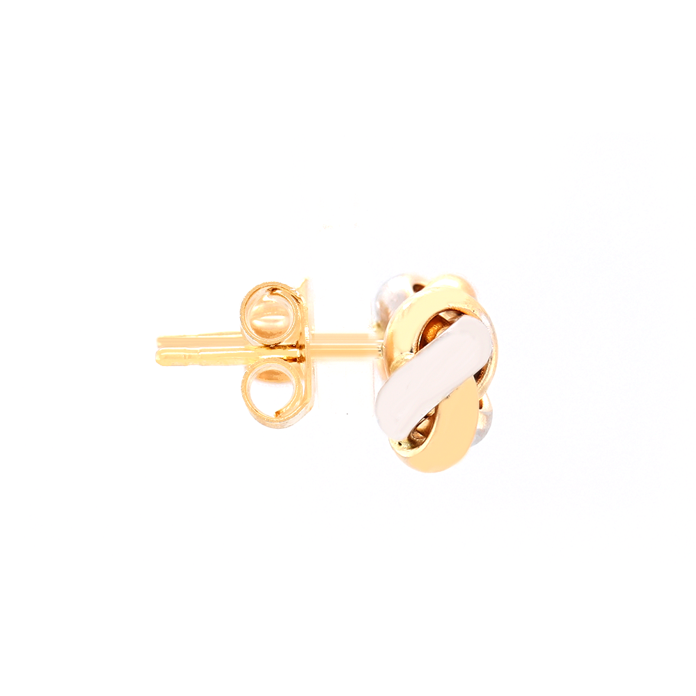 14K Two Tone Gold Knot Stud Earrings 1.08Gr