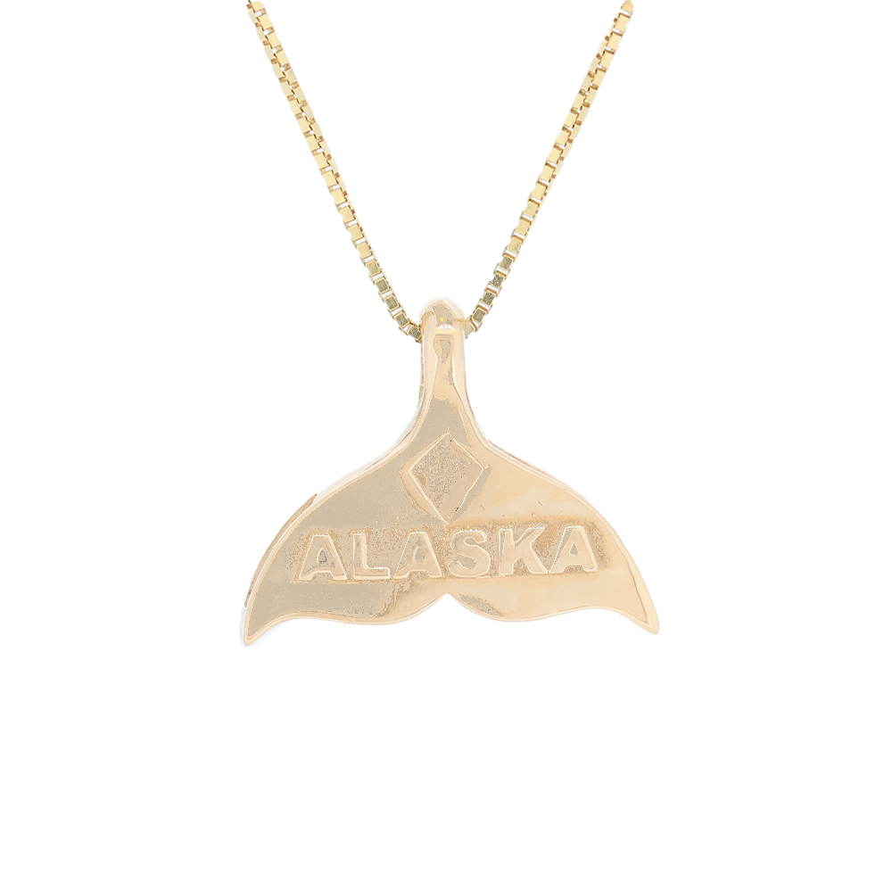 14kt Yellow Gold Ammolite Alaska Whale Tail Pendant