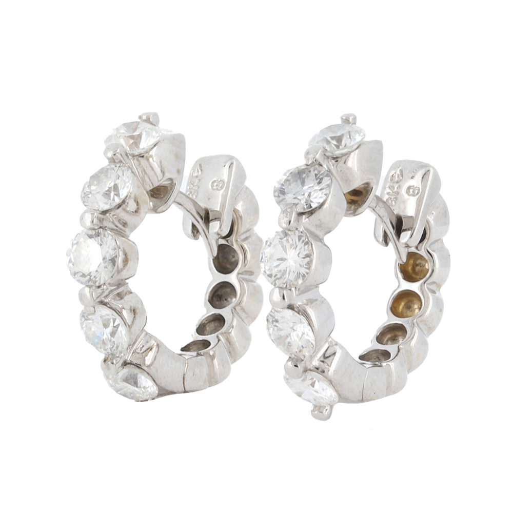 Round Diamonds 14kt White Gold Mini Hoops